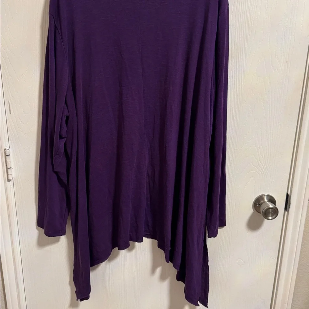 Terra & Sky Women's Plus Size Slub Sharkbite Tunic‎ Length Cowlneck Knit Top 4X